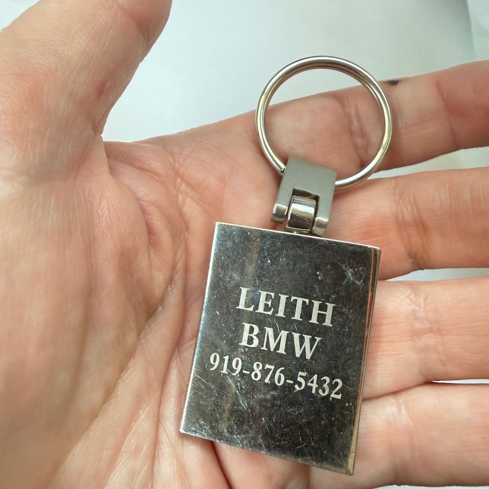 Vintage BMW Advertising Keychain Silver Tone Metal Fob Pendant 919 Area Leith - Picture 3 of 5